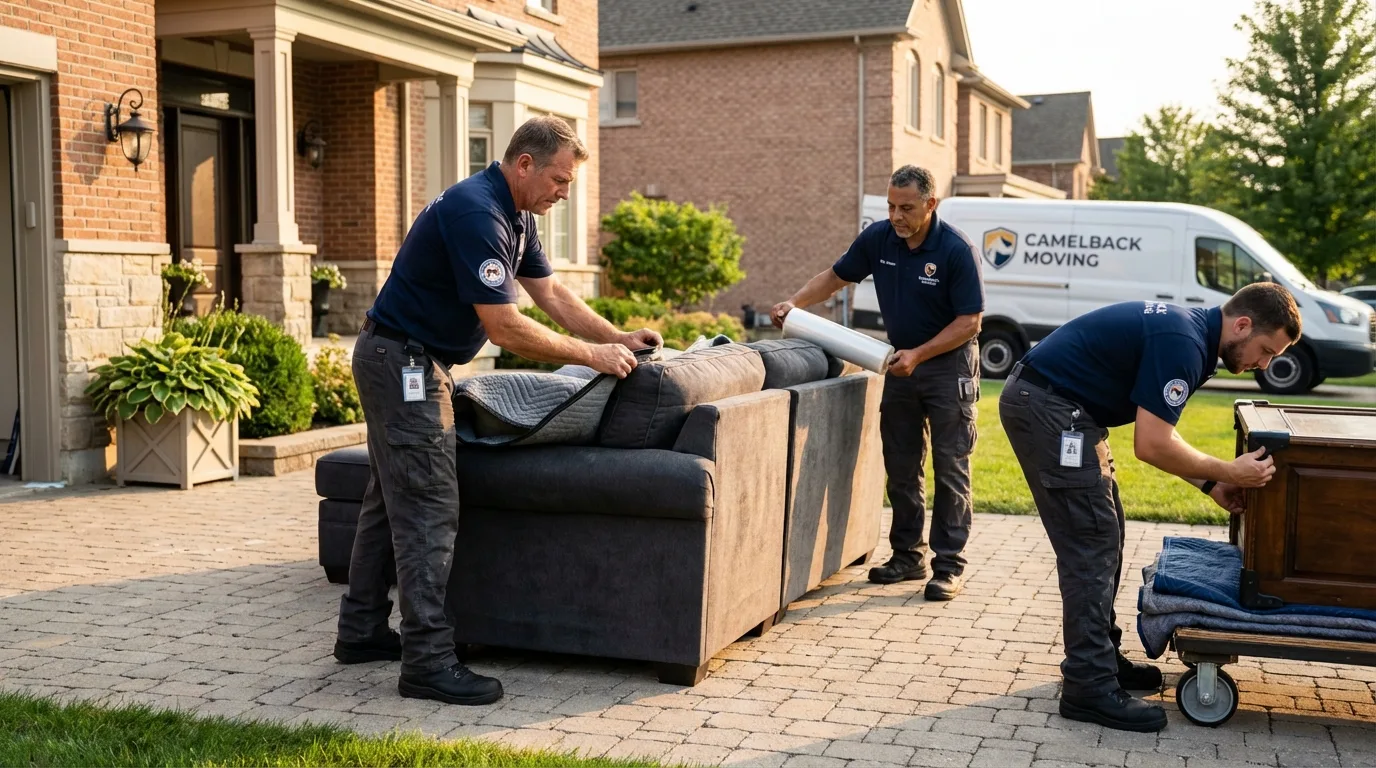 Large estate moving crew wrapping furniture in Woodlyn, PA