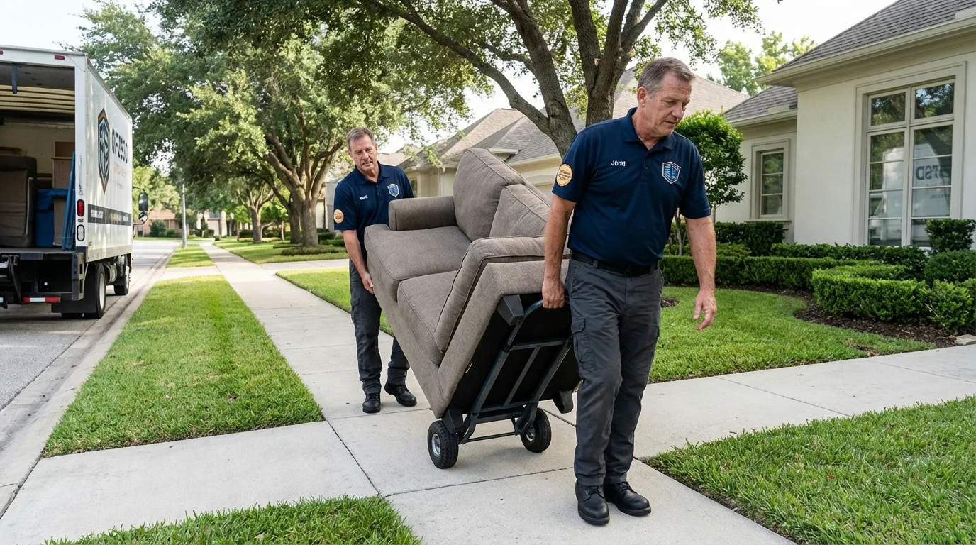 Local residential moving crew loading furniture in Woodlyn, PA