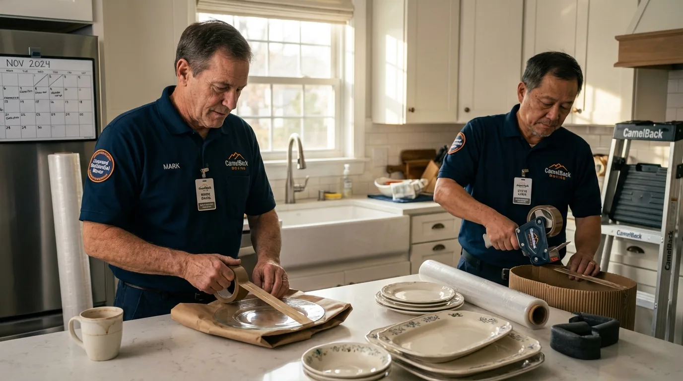 Professional crew packing kitchen dishware in Woodlyn, PA